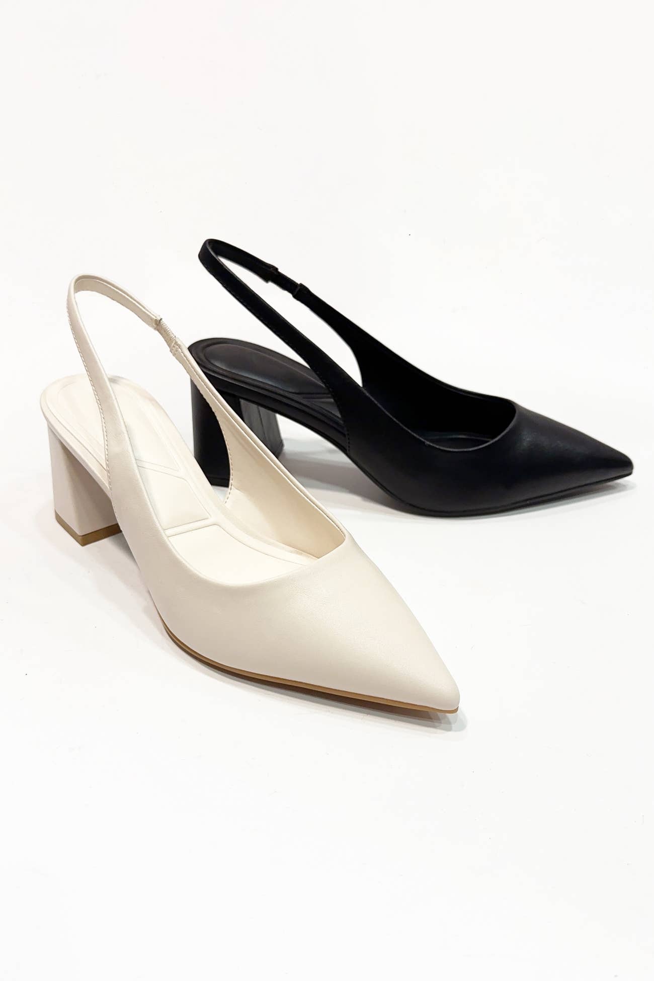 STARLIKE-01 POINTED-TOE SLING BACK BLOCK HEEL